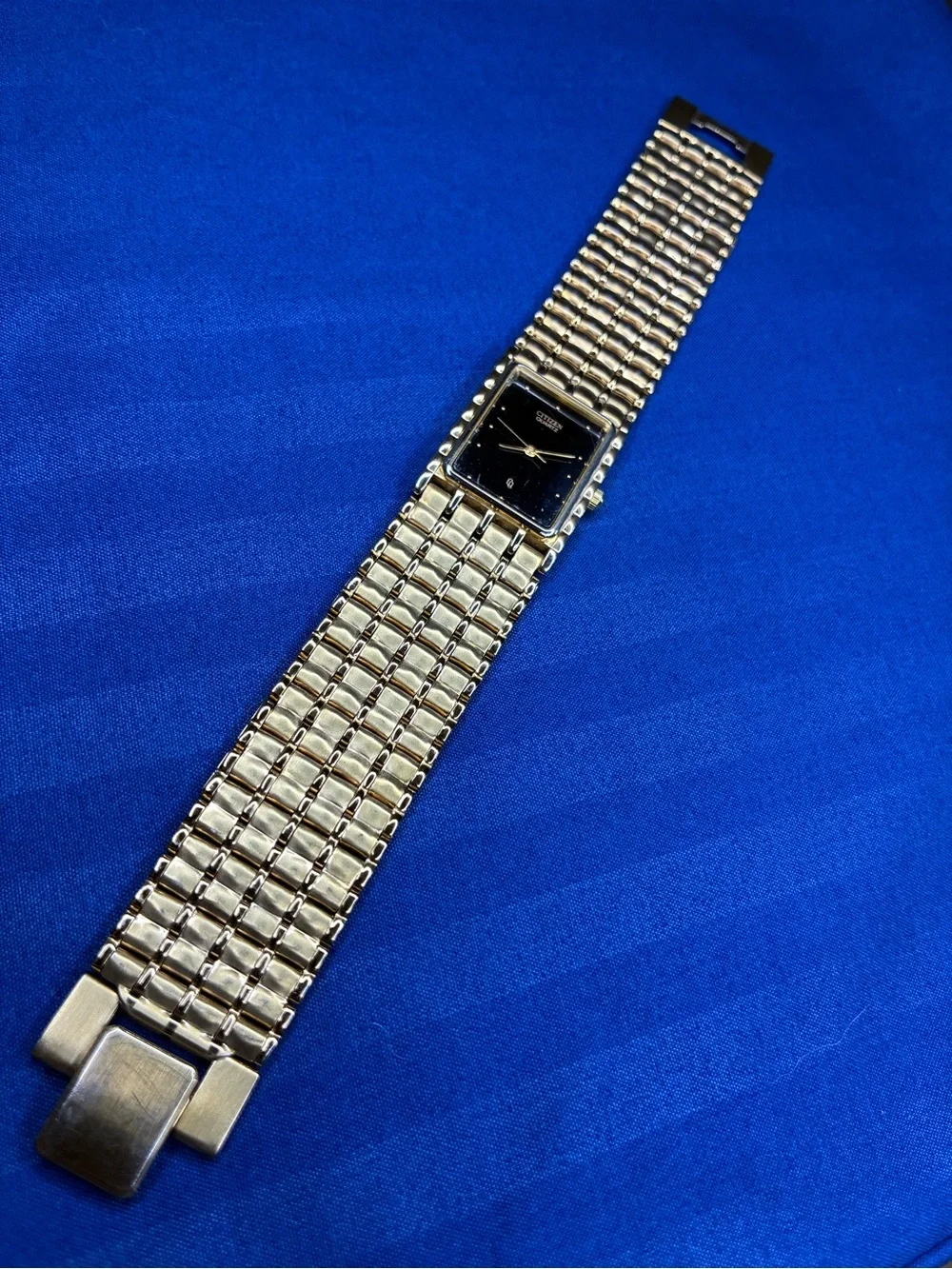 Citizen Gold-Tone Bracelet Watch with Black Square Dial